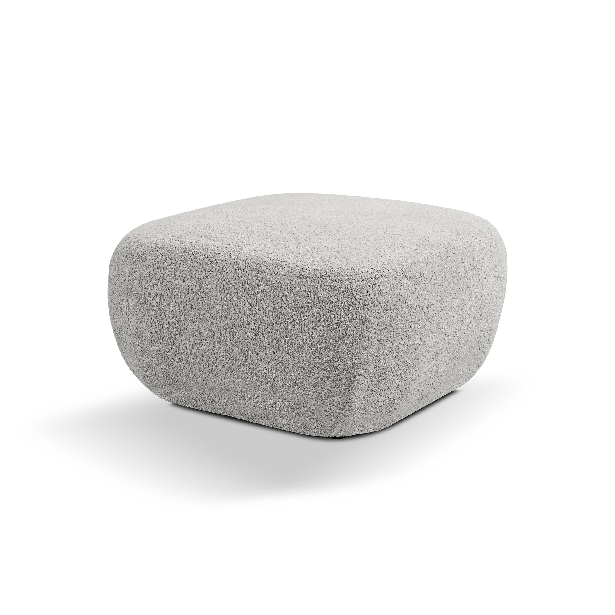 Pufa w stylu organic modern 75×39 cm - zaokrąglona forma, tkanina Abriamo, 14 kolorów | OLEMO Stalowy Pył (ABRIAMO 06)