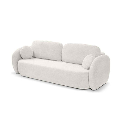 Sofa 3-osobowa z funkcją spania 142x200 z pojemnikiem w stylu art deco, tkanina Aragon | OLEMO Porcelanowa Biel (ARAGON 01)