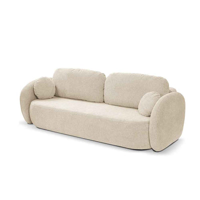Sofa 3-osobowa z funkcją spania 142x200 z pojemnikiem w stylu art deco, tkanina Aragon | OLEMO Kremowy Taupe (ARAGON 03)