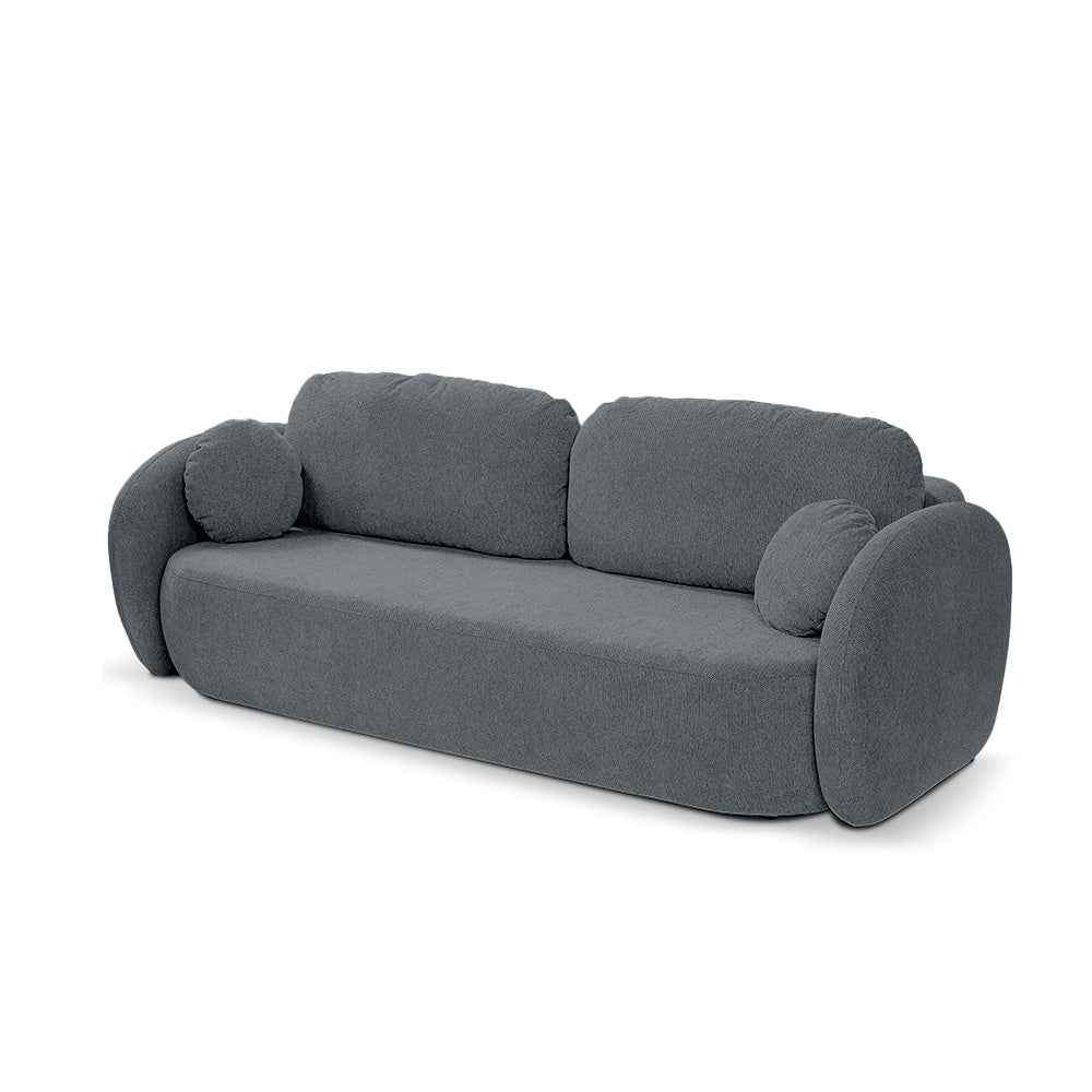 Sofa 3-osobowa z funkcją spania 142x200 z pojemnikiem w stylu art deco, tkanina Aragon | OLEMO Ciemny Popiół (ARAGON 93)