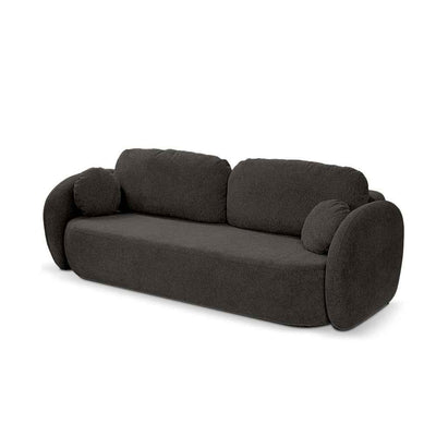 Sofa 3-osobowa z funkcją spania 142x200 z pojemnikiem w stylu art deco, tkanina Aragon | OLEMO Bazaltowy Brąz (ARAGON 97)