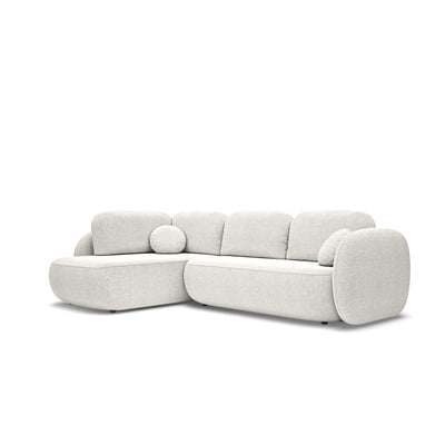 Narożnik z funkcją spania o powierzchni 123x250 w stylu organic modern | OLEMO Lewostronny Porcelanowa Biel (ARAGON 01)
