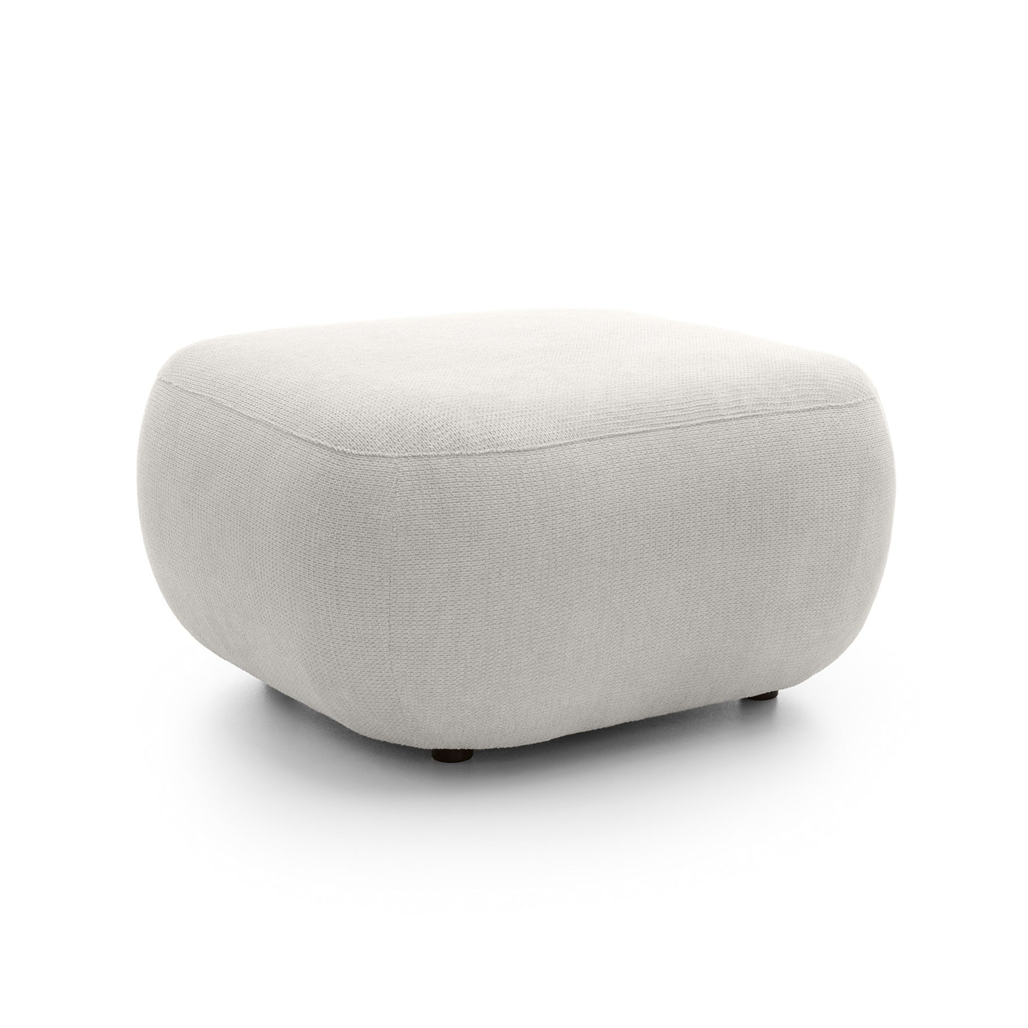 Pufa wypoczynkowa 75x39 cm z pianki PUR w stylu japandi - zaokrąglona forma, tkanina Aragon, 21 kolorów | OLEMO Porcelanowa Biel (ARAGON 01)
