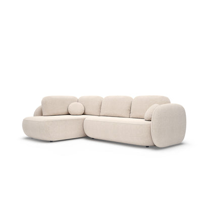 Narożnik z funkcją spania o powierzchni 123x250 w stylu organic modern | OLEMO Lewostronny Kremowy Taupe (ARAGON 03)