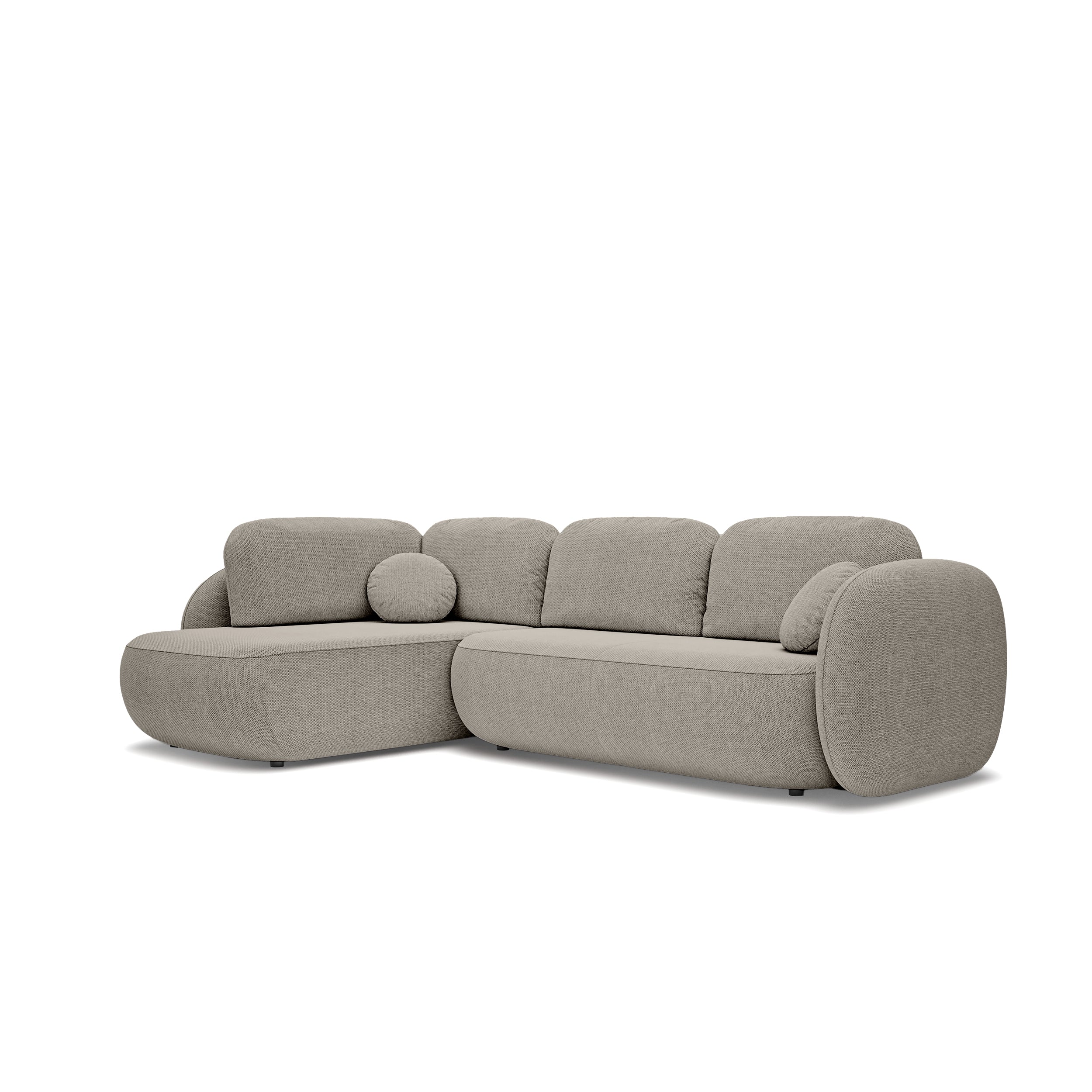 Narożnik z funkcją spania o powierzchni 123x250 w stylu organic modern | OLEMO Lewostronny Kamienna Mgła (ARAGON 20)