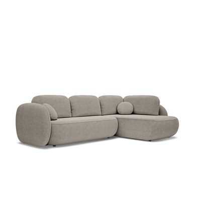Narożnik z funkcją spania o powierzchni 123x250 w stylu organic modern | OLEMO Prawostronny Kamienna Mgła (ARAGON 20)