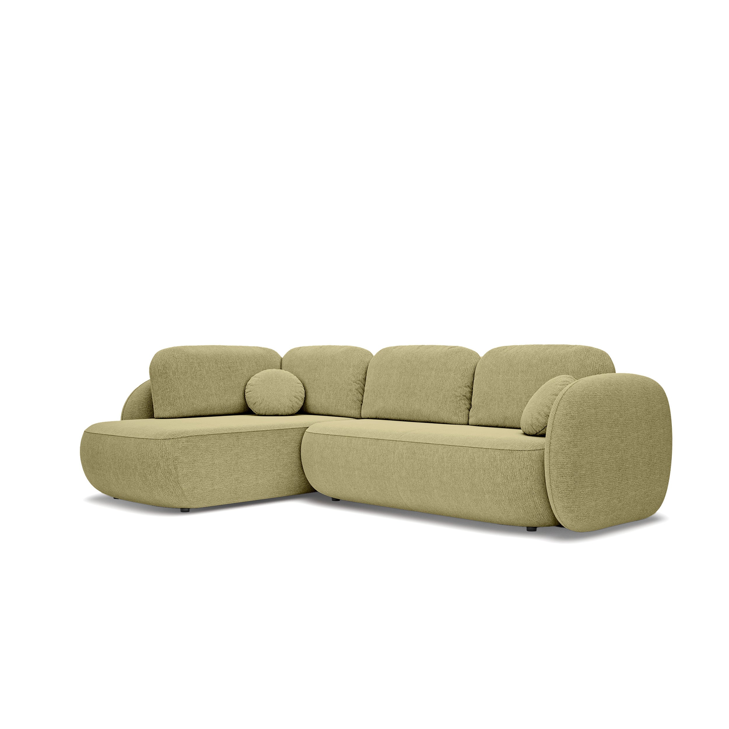 Narożnik z funkcją spania o powierzchni 123x250 w stylu organic modern | OLEMO Lewostronny Złoty Len (ARAGON 35)