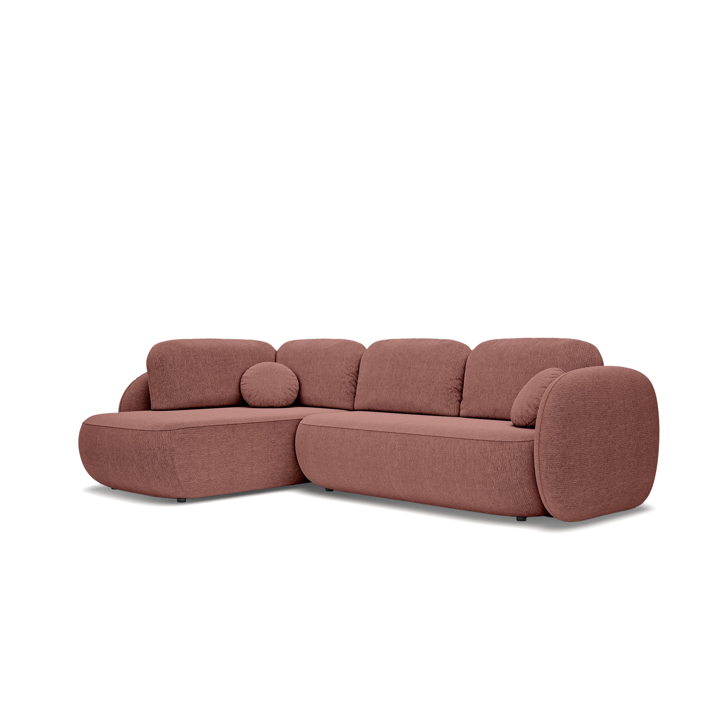 Narożnik z funkcją spania o powierzchni 123x250 w stylu organic modern | OLEMO Lewostronny Rubinowa Sepia (ARAGON 59)