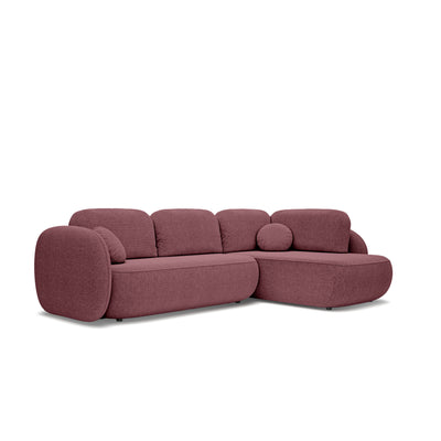 Narożnik z funkcją spania o powierzchni 123x250 w stylu organic modern | OLEMO Prawostronny Bordowy Mat (ARAGON 69)