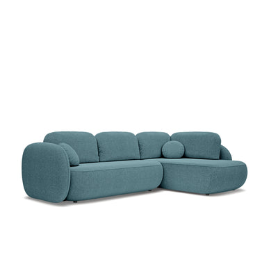 Narożnik z funkcją spania o powierzchni 123x250 w stylu organic modern | OLEMO Prawostronny Oceaniczna Stal (ARAGON 75)