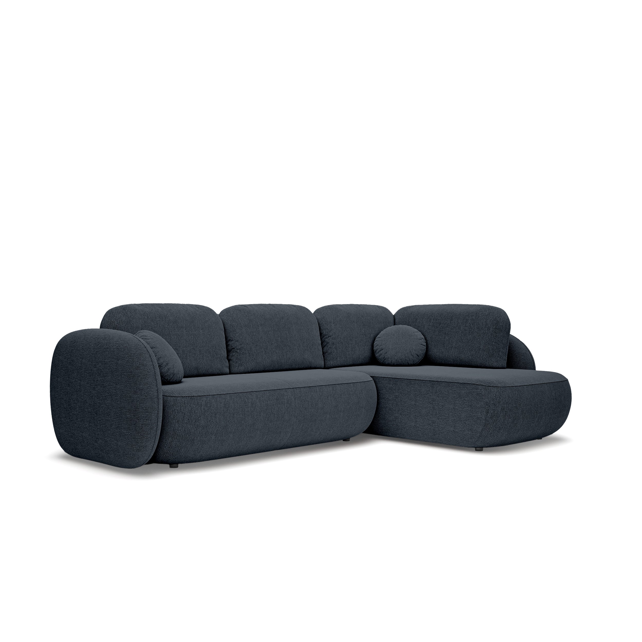 Narożnik z funkcją spania o powierzchni 123x250 w stylu organic modern | OLEMO Prawostronny Nocny Lazur (ARAGON 79)