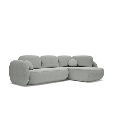 Narożnik z funkcją spania o powierzchni 123x250 w stylu organic modern | OLEMO Prawostronny Stalowa Szarość (ARAGON 83)