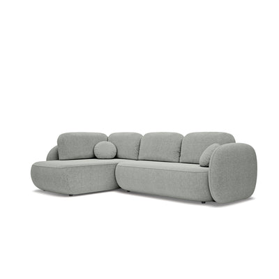Narożnik z funkcją spania o powierzchni 123x250 w stylu organic modern | OLEMO Lewostronny Stalowa Szarość (ARAGON 83)