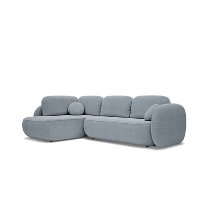 Narożnik z funkcją spania o powierzchni 123x250 w stylu organic modern | OLEMO Lewostronny Szaroniebieska Mgła (ARAGON 90)