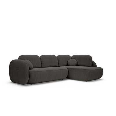 Narożnik z funkcją spania o powierzchni 123x250 w stylu organic modern | OLEMO Prawostronny Bazaltowy Brąz (ARAGON 97)