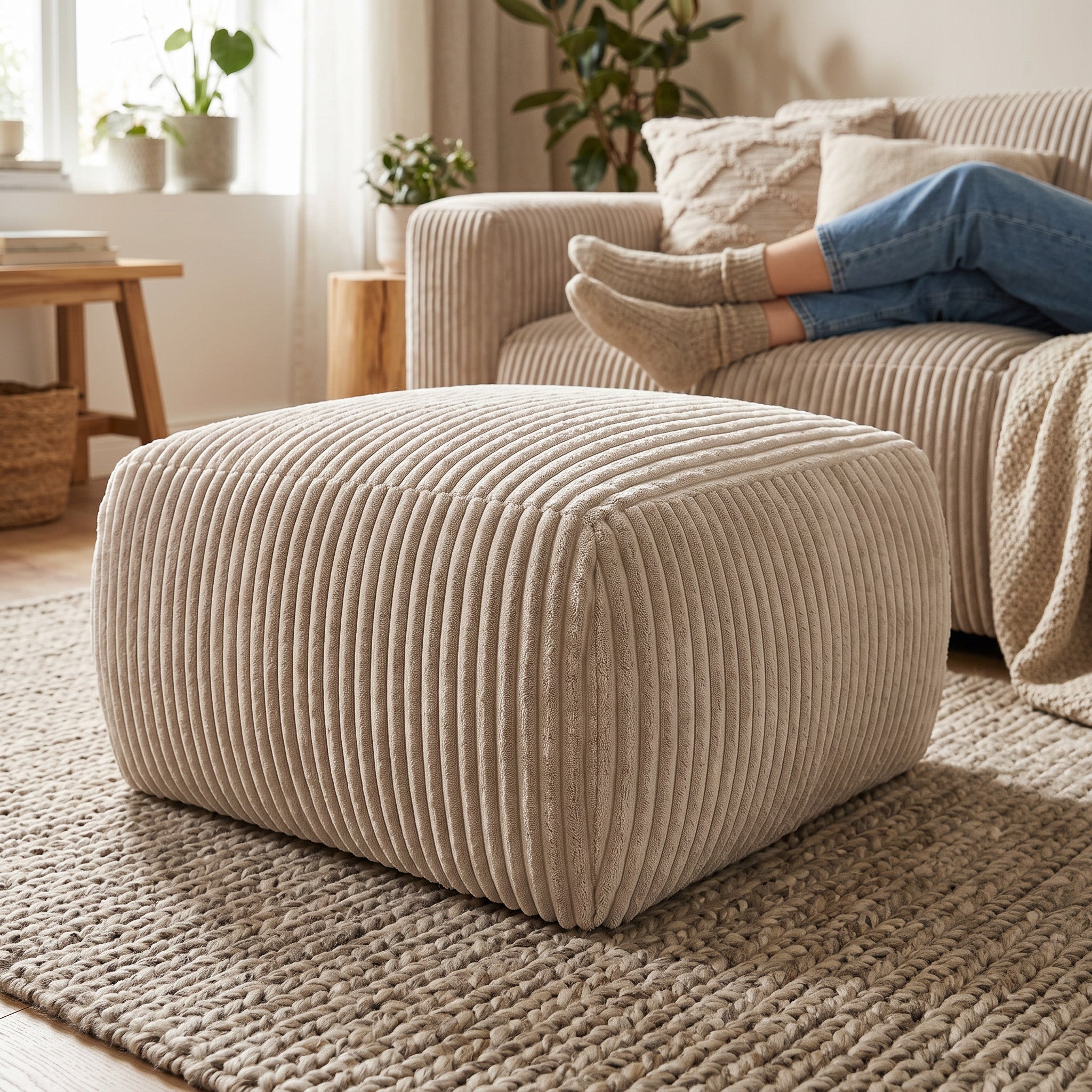 Pufa tapicerowana 82x41 w stylu vintage | ALLORO