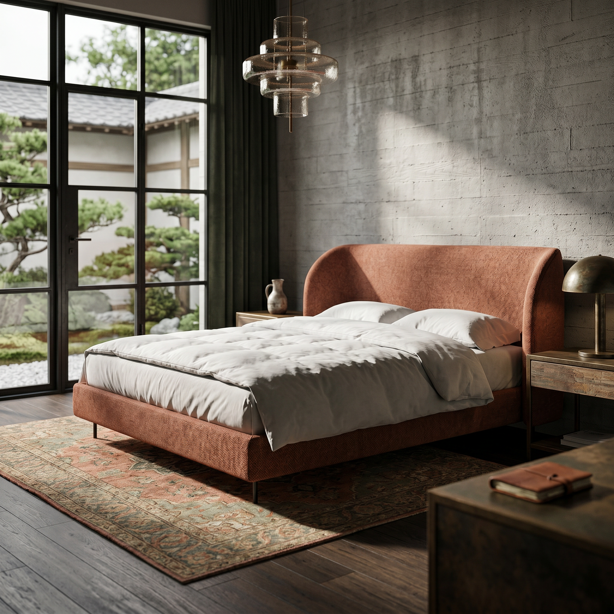 Upholstered bed with a smooth headboard in a minimalist style | Dorida