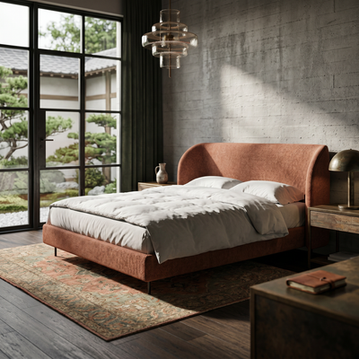 Upholstered bed with a smooth headboard in a minimalist style | Dorida