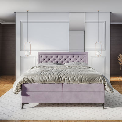 Quilted continental bed with two storage compartments in a glamour style | Rosselia