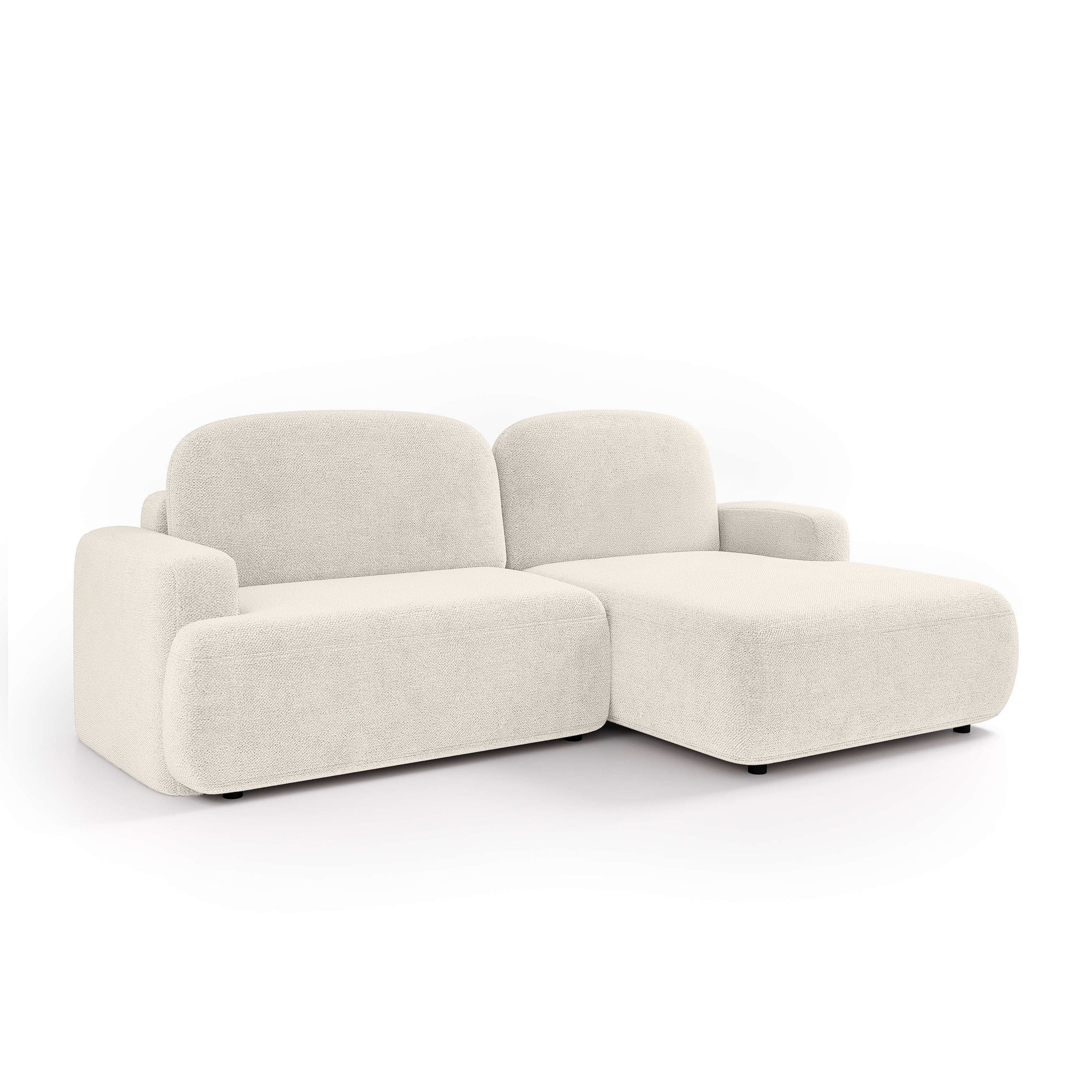 Narożnik 3–4 osobowy z funkcją spania w stylu skandynawskim – system Lux, pianka HR, pojemnik na pościel | Ravila Prawostronna Słoneczna Perła (PERFECT HARMONY 01)