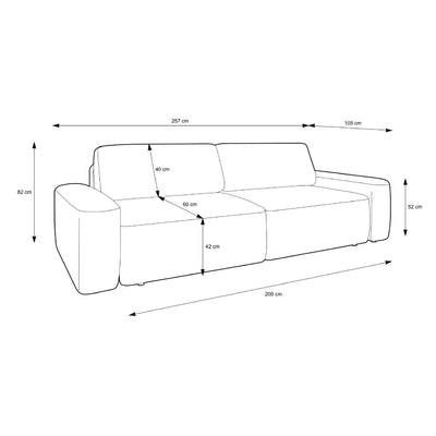 Sofa with sleeping function 200x136 with storage box DL | Bamby