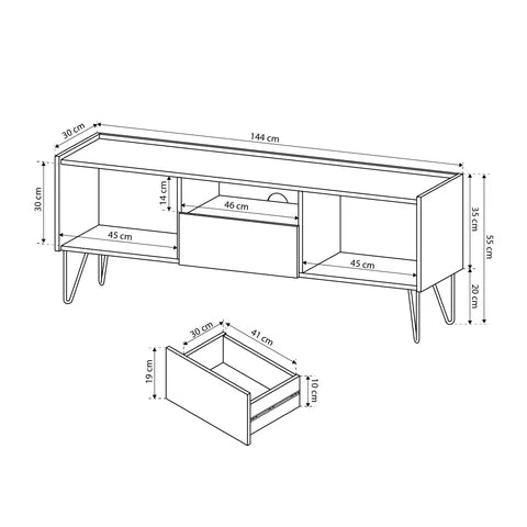 Szafka RTV 144x55 w stylu glamour | Ballada
