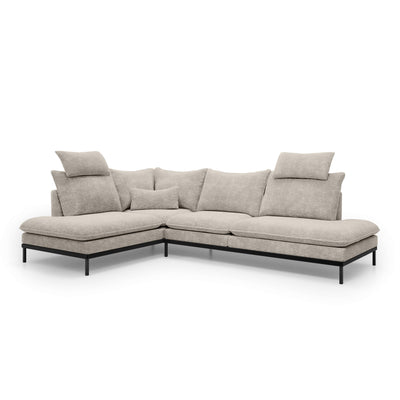 Narożnik Premium 4-osobowy 293×198 cm w stylu eleganckim | Leafy Lewostronna Kremowy Kamień (CREMONA 14)