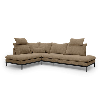 Narożnik Premium 4-osobowy 293×198 cm w stylu eleganckim | Leafy Lewostronna Orzechowy Mat (CREMONA 18)