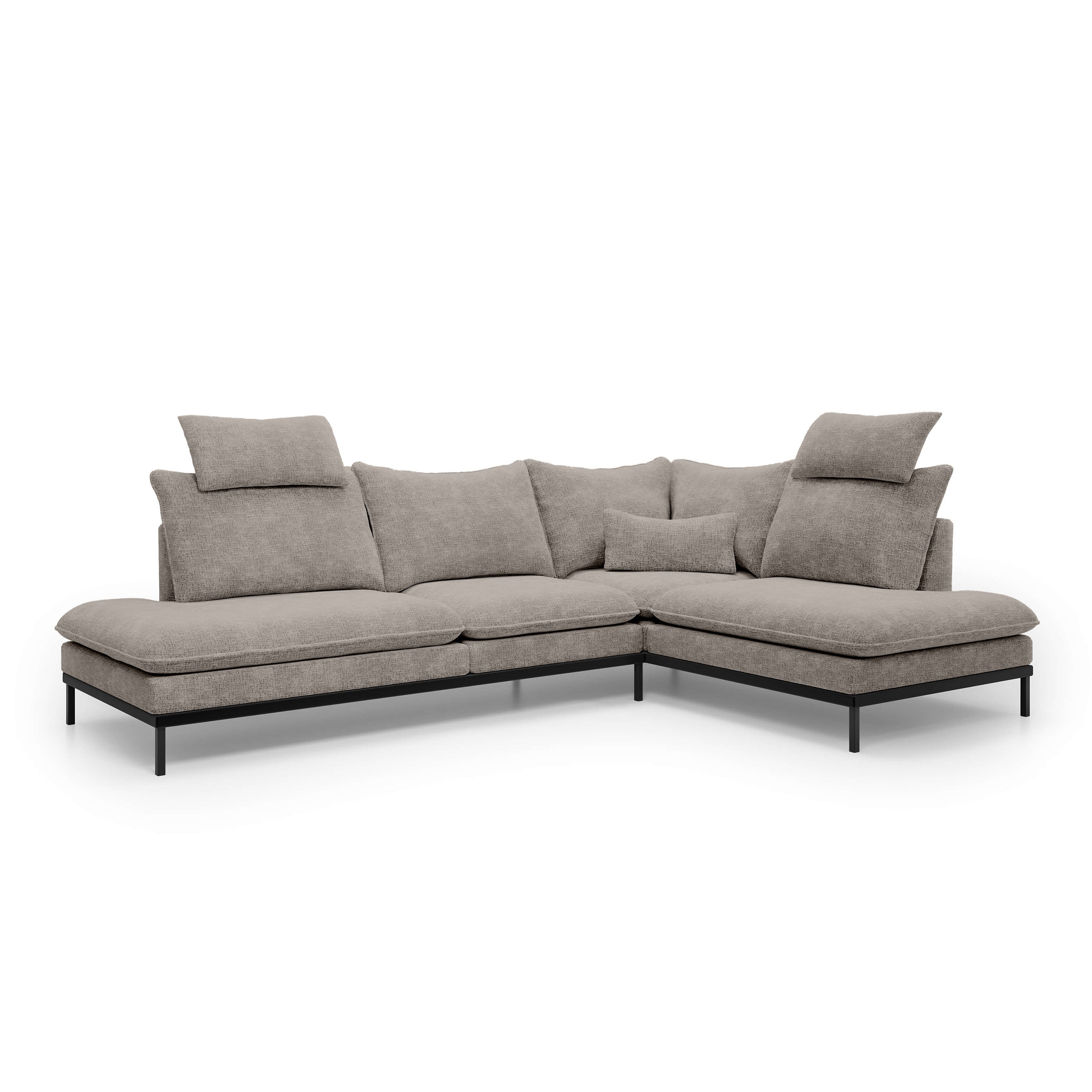 Narożnik Premium 4-osobowy 293×198 cm w stylu eleganckim | Leafy Prawostronna Przygaszona Sepia (CREMONA 24)