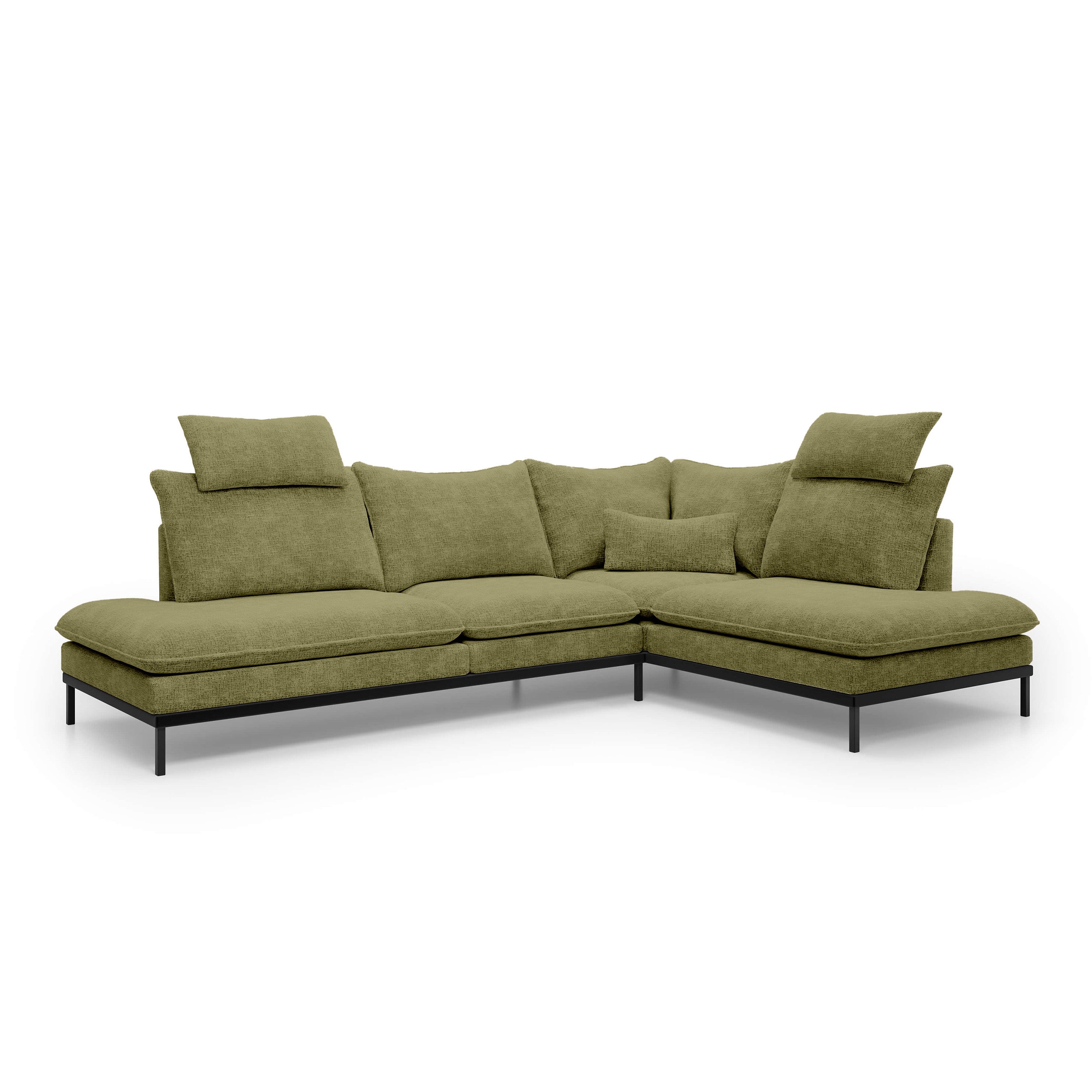 Narożnik Premium 4-osobowy 293×198 cm w stylu eleganckim | Leafy Prawostronna Złote Listowie (CREMONA 38)