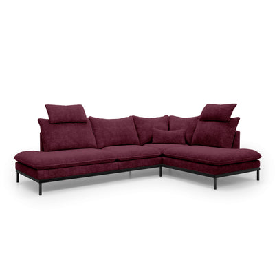 Narożnik Premium 4-osobowy 293×198 cm w stylu eleganckim | Leafy Prawostronna Rubinowy Popiół (CREMONA 59)