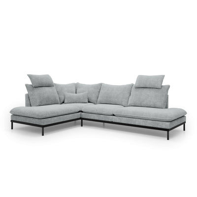 Narożnik Premium 4-osobowy 293×198 cm w stylu eleganckim | Leafy Lewostronna Stalowa Perła (CREMONA 81)