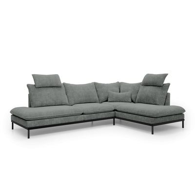 Narożnik Premium 4-osobowy 293×198 cm w stylu eleganckim | Leafy Prawostronna Szarość Dymu (CREMONA 96)