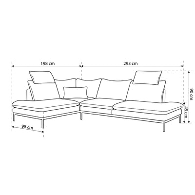 4-seater premium corner sofa 293×198 cm in elegant style | Leafy