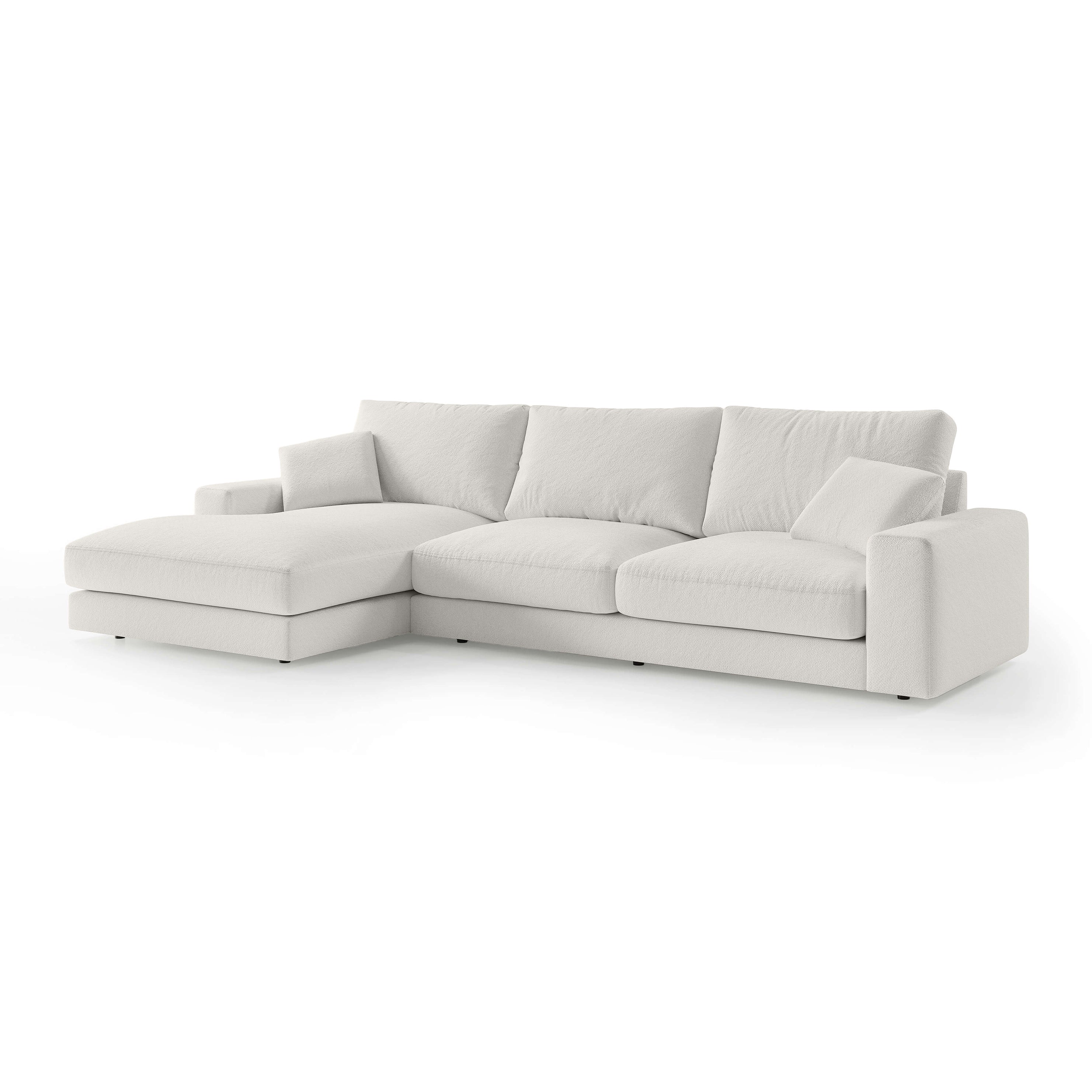 Narożnik 4–5 osobowy Premium w stylu minimalistycznym | Harvesty Lewostronna Porcelanowa Biel (ARAGON 01)