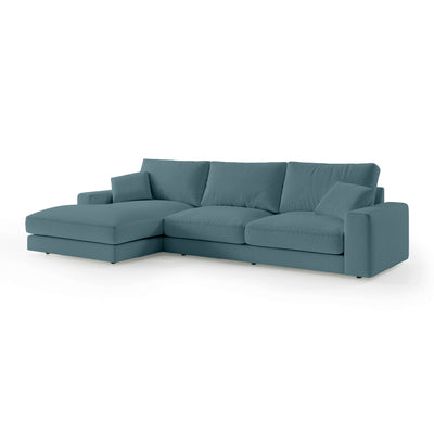 Narożnik 4–5 osobowy Premium w stylu minimalistycznym | Harvesty Lewostronna Oceaniczna Stal (ARAGON 75)