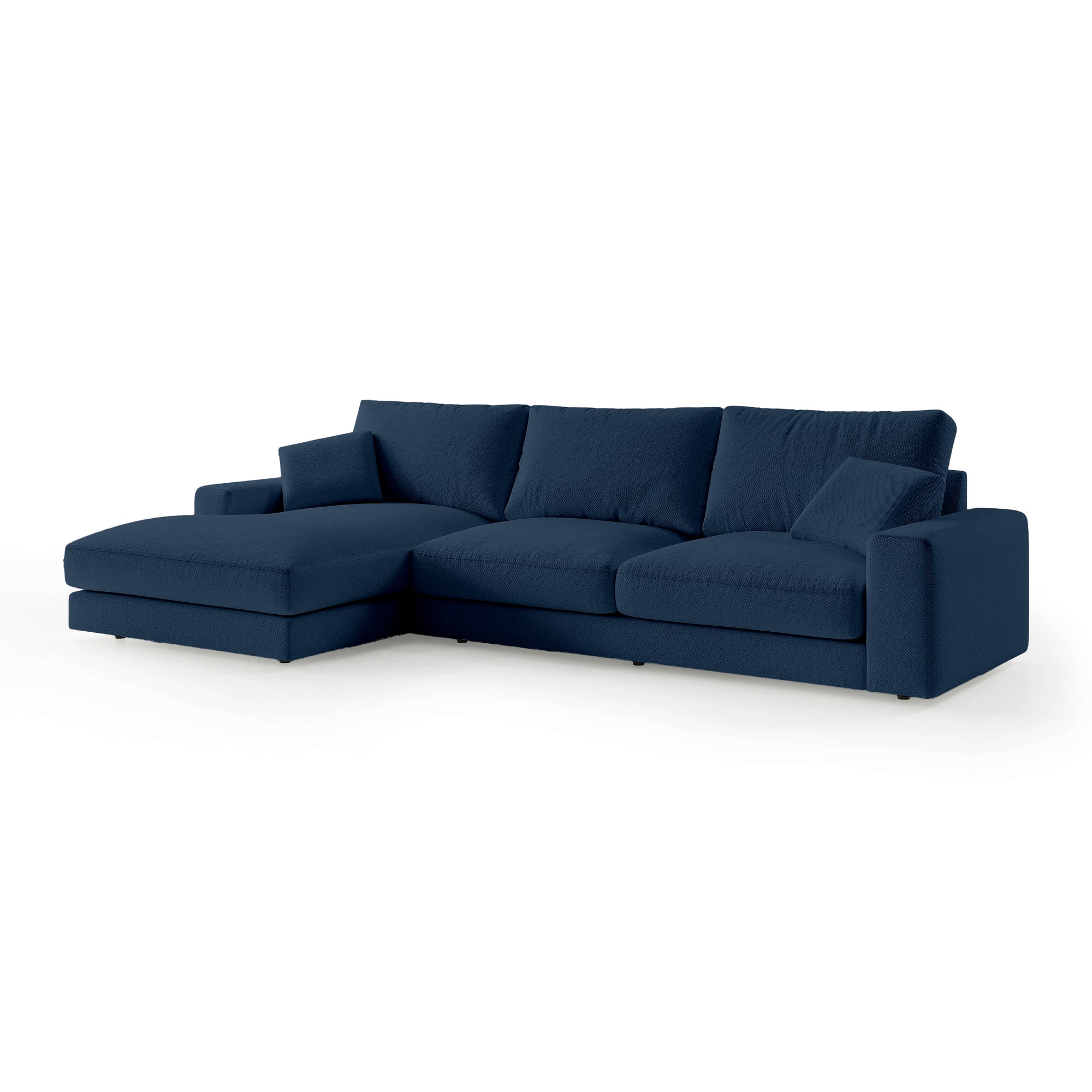 Narożnik 4–5 osobowy Premium w stylu minimalistycznym – tkanina Aragon, efekt lewitacji, pianka HR | Harvesty Lewostronna Nocny Lazur (ARAGON 79)