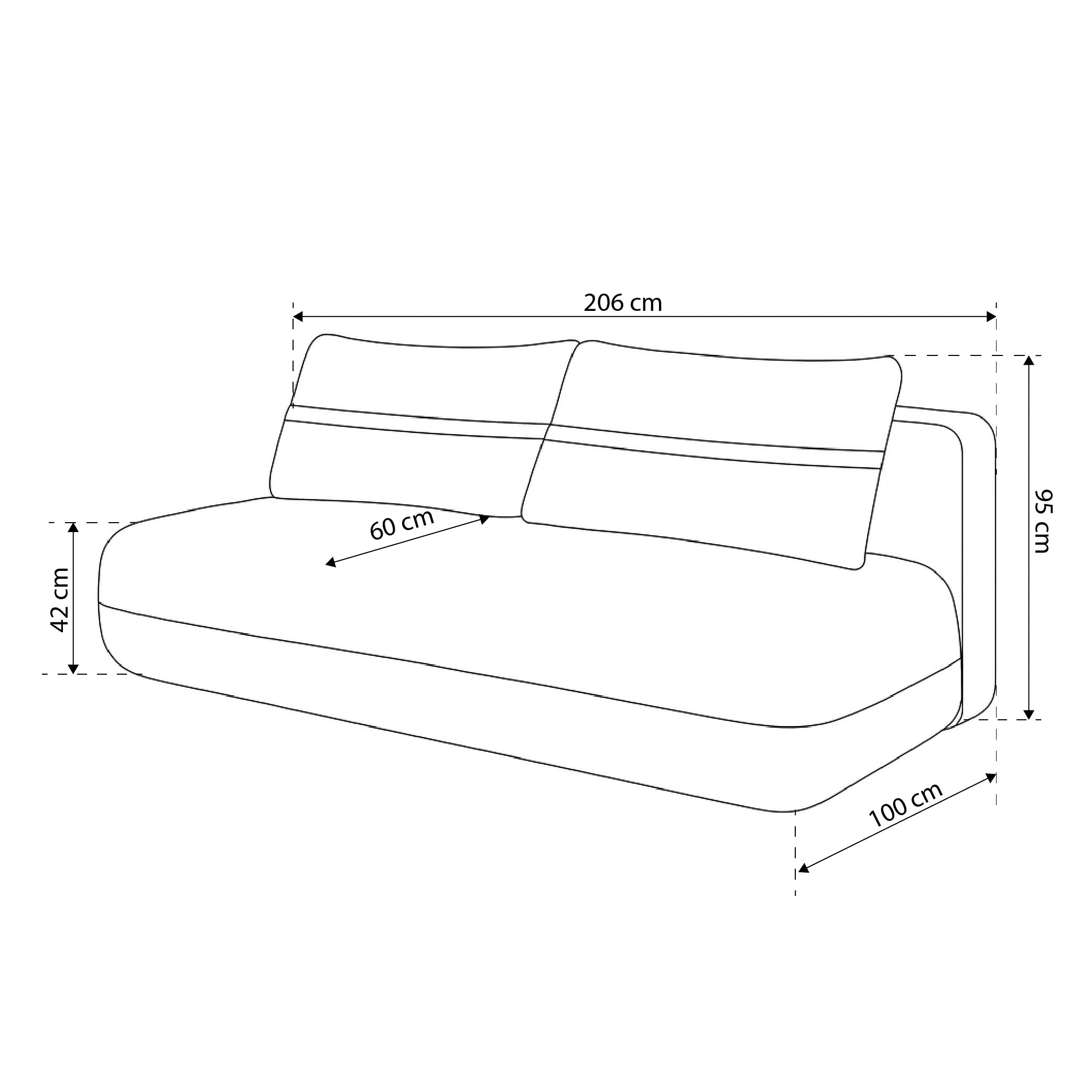 2-seater sofa with sleeping function 206 cm in minimalist style | Lento