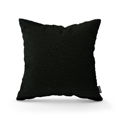 Poduszka dekoracyjna 45×45 cm w stylu scandi i japandi, tkanina Coral | Baranek Wulkaniczna Czerń (CORAL 60)