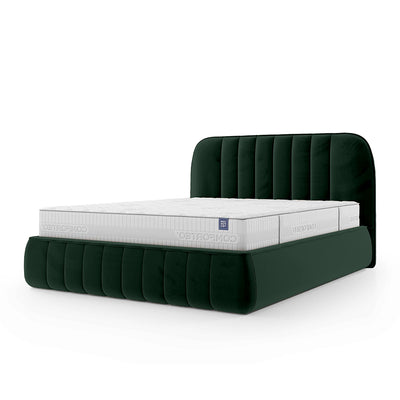 Łóżko tapicerowane z pojemnikiem w stylu soft minimalism | Carla 200 Dzika Paproć (FRESH 13)