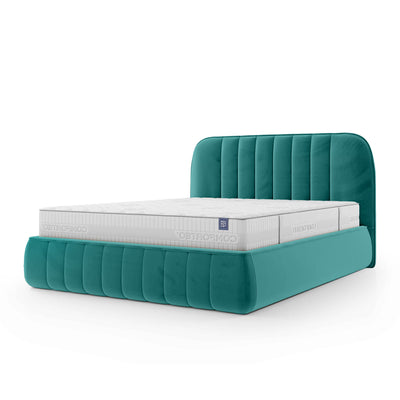Łóżko tapicerowane z pojemnikiem w stylu soft minimalism | Carla 200 Morski Mat (FRESH 30)
