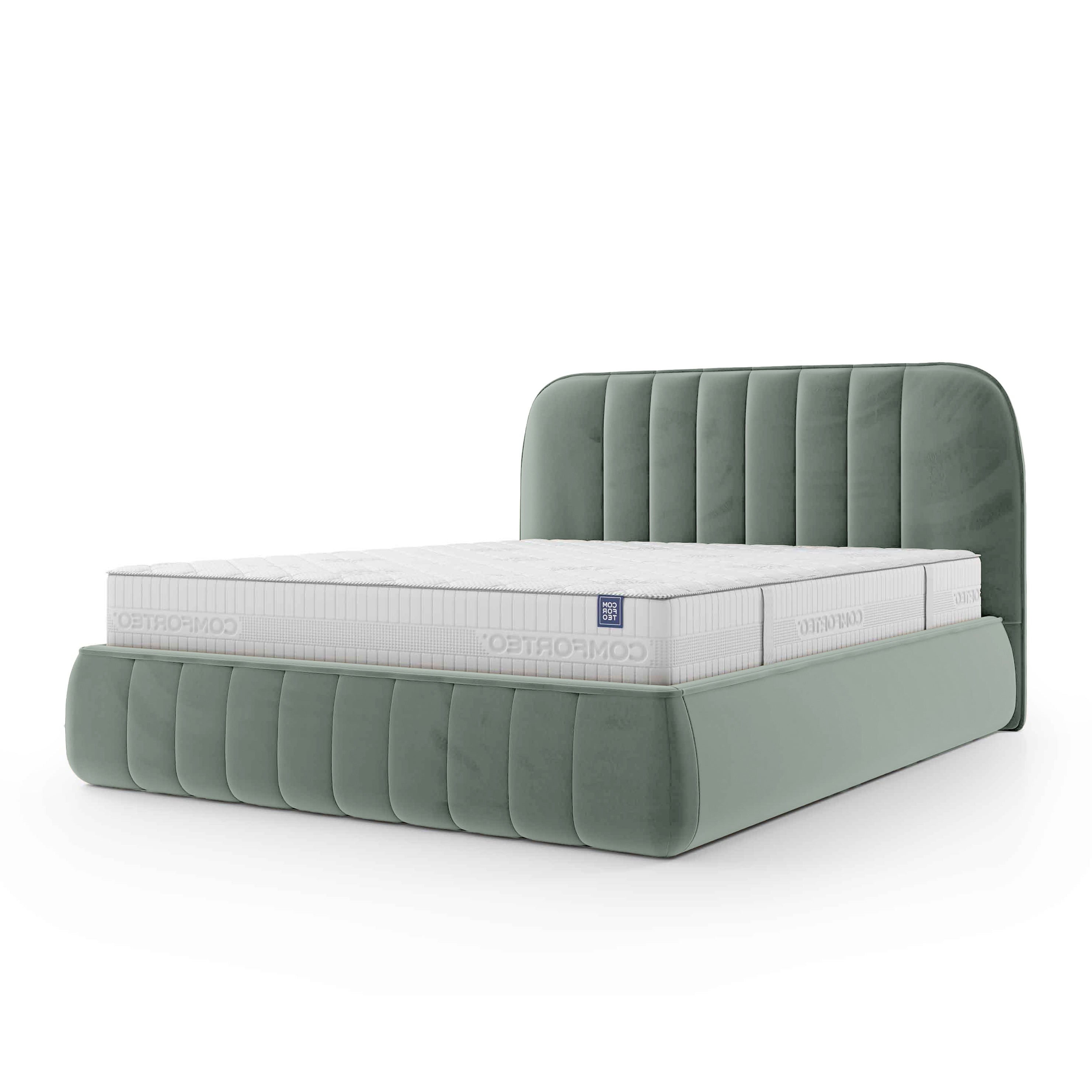 Łóżko tapicerowane z pojemnikiem w stylu soft minimalism | Carla 200 Betonowy Mrok (FRESH 32)