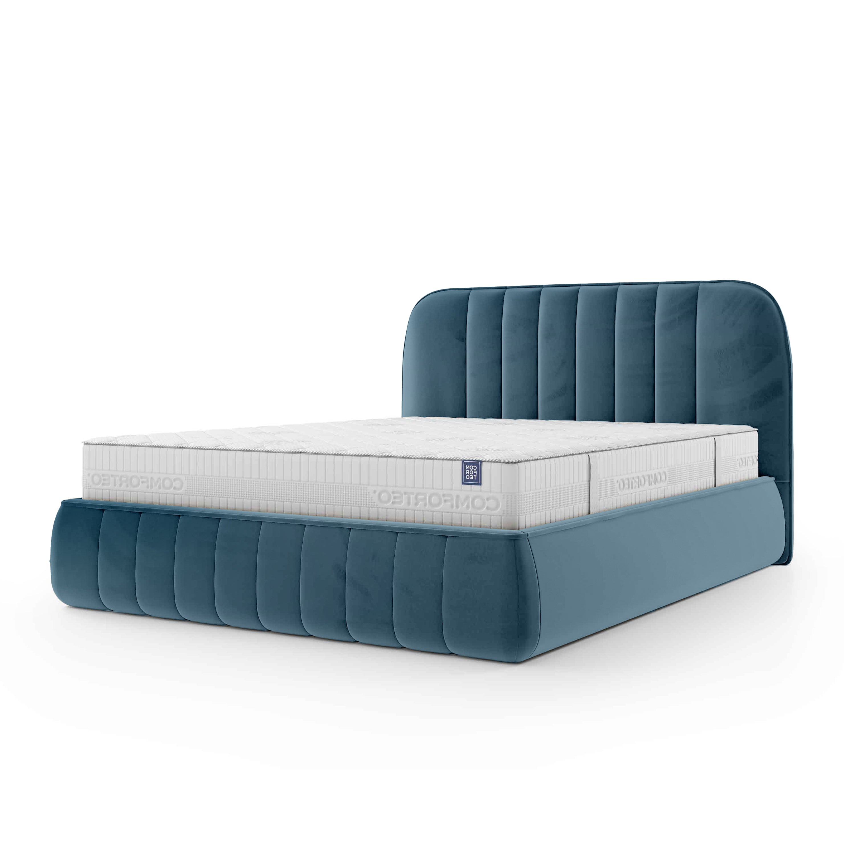 Łóżko tapicerowane z pojemnikiem w stylu soft minimalism | Carla 200 Nordycki Ocean (FRESH 34)