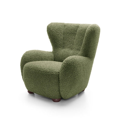 Fotel 88 cm do relaksu w stylu skandynawskim | Tedi Oliwkowa Zieleń (ROLF 14) Orzech