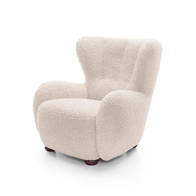 Fotel 88 cm do relaksu w stylu skandynawskim | Tedi Perłowy Krem (ROLF 03) Orzech