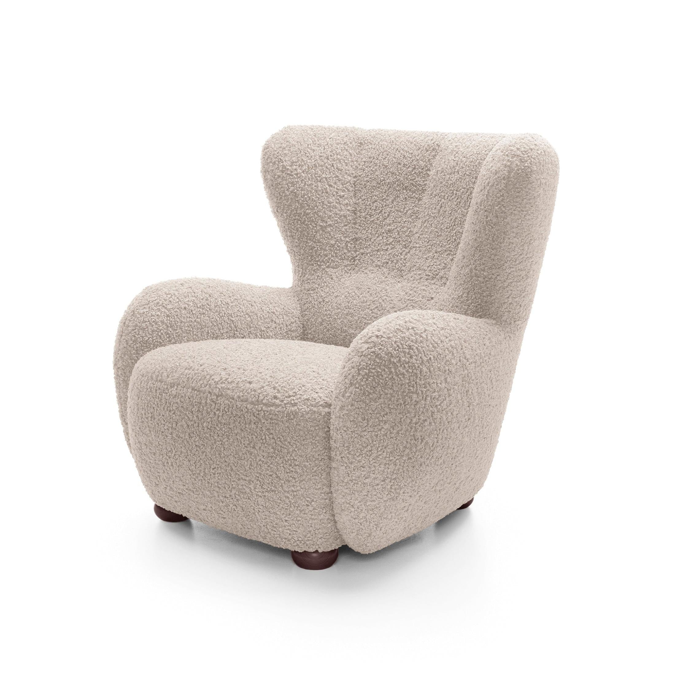 Fotel 88 cm do relaksu w stylu skandynawskim | Tedi Karmelowy Piasek (ROLF 02) Orzech