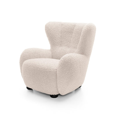 Fotel 88 cm do relaksu w stylu skandynawskim | Tedi Perłowy Krem (ROLF 03) Czarny
