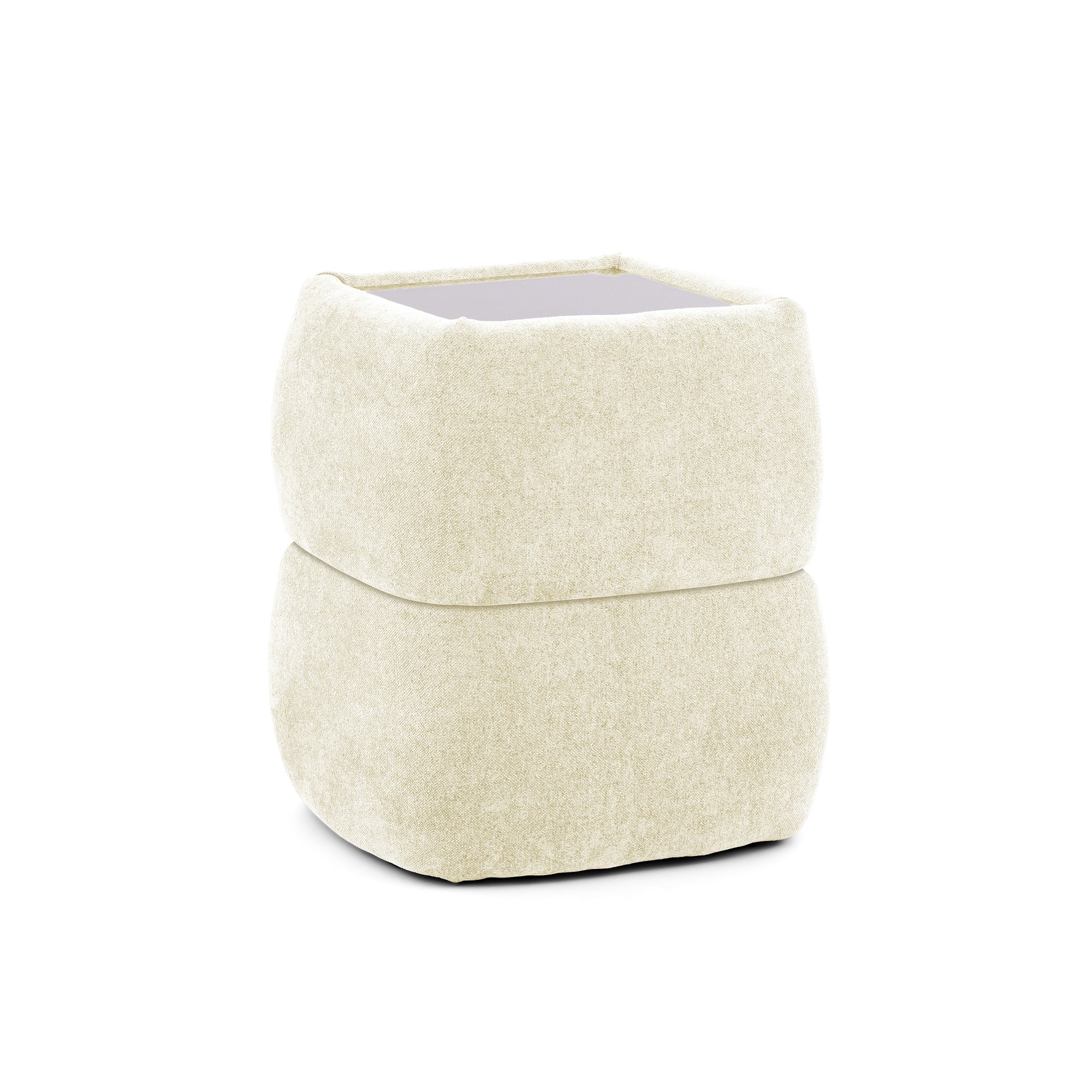 Stolik nocny 47x53 bez szuflad w stylu minimalistycznym - tapicerowany, szklany blat, LED | PUFFRA