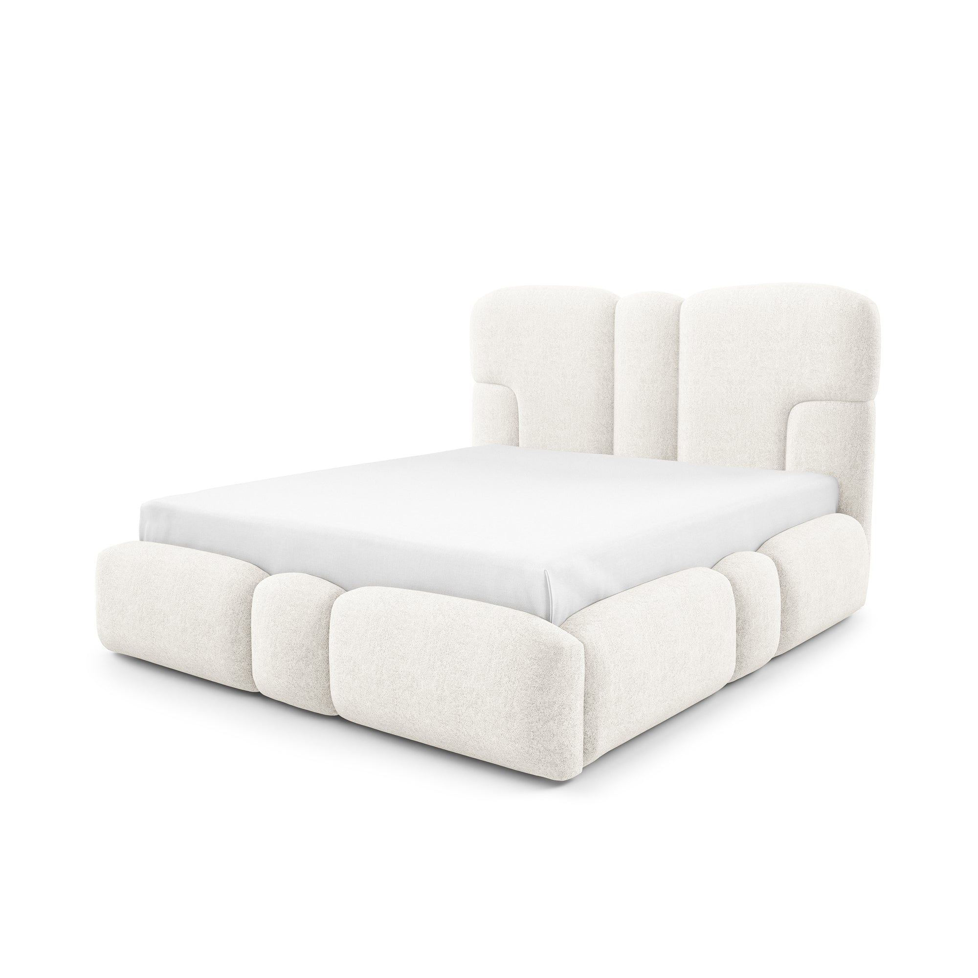 Łóżko tapicerowane z pojemnikiem w różnych rozmiarach w stylu soft - tkanina DOHA, LED, wysoki zagłówek | PUFFRA Nie Jasny Aksamit (DOHA 01)