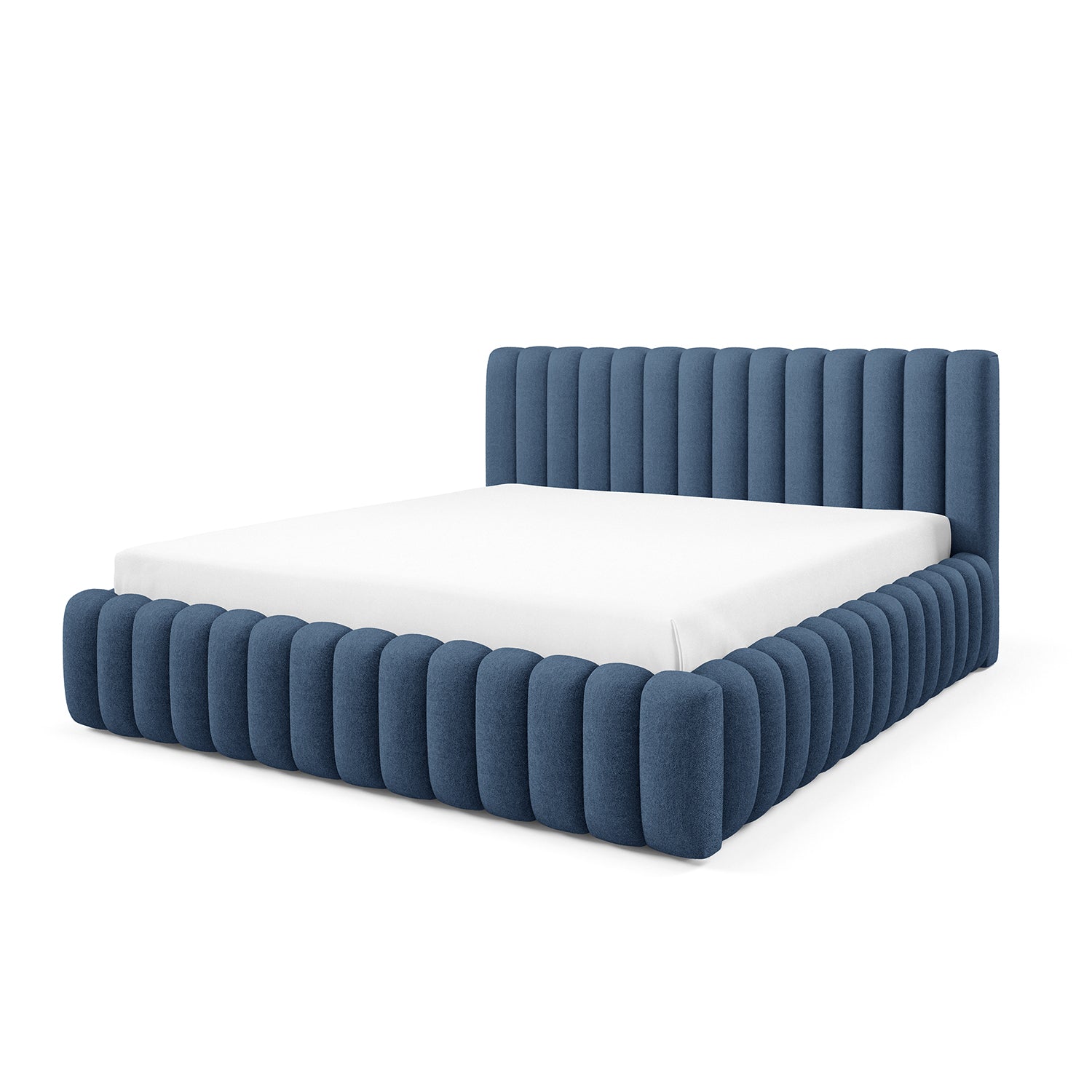 Upholstered bed with storage in a modern soft style, Doha fabric | Pastel